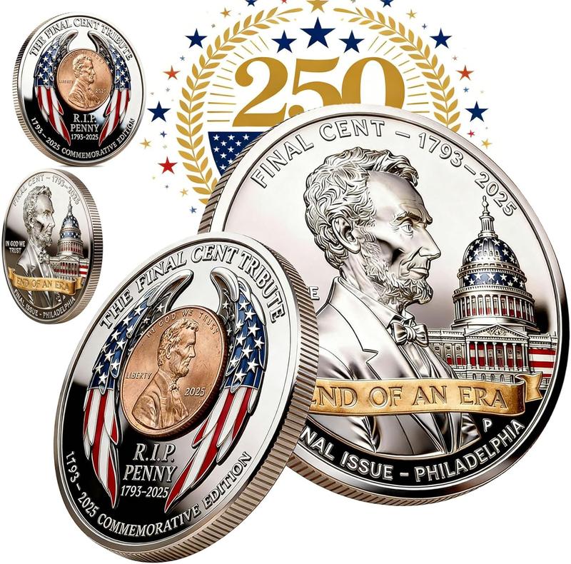 2025 Final Cent Tribute Commemorative Coin, Last Minted Penny Keepsake, Uncirculated Challenge Coin with 3D Engraving, Symbolic Final Penny Collectible for DIY & Gifting-HS