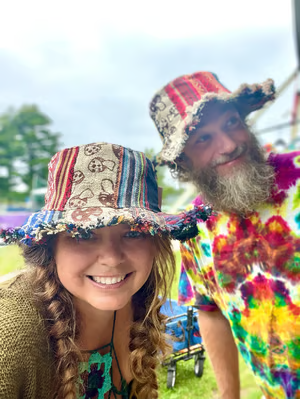 Hippie Haberdashery-🍄Patchwork Multicolored Mushroom Hemp Hat with Hidden Pocket Fedorahats🎩-HS