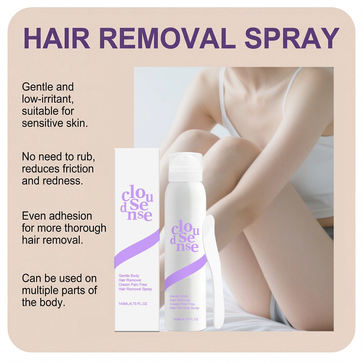 Painless Bikini Hair Removal Cream for Sensitive Skin, Fast-Acting & Gentle Depilatory with Aloe Vera-AJZ
