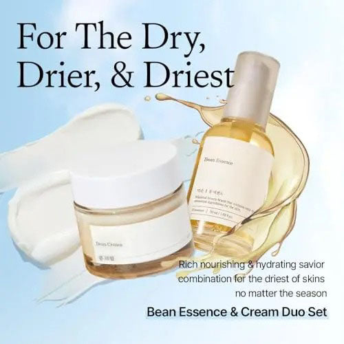 🔥Viral Bean Duo Set | 2-Step Glass Skin K-Beauty Bean Glass Skin Duo Bean Essence 50ml + Bean Cream 50ml 3.38 Fl. Oz / 100ml Glass Skin Care-AJZ