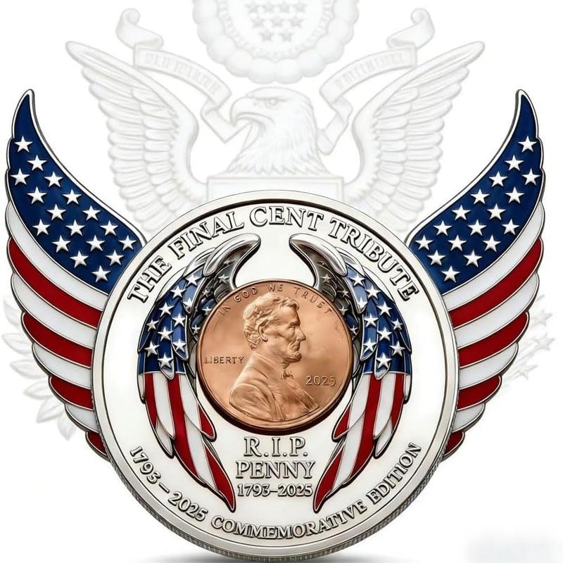 2025 Final Cent Tribute Commemorative Coin, Last Minted Penny Keepsake, Uncirculated Challenge Coin with 3D Engraving, Symbolic Final Penny Collectible for DIY & Gifting-HS