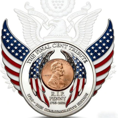 2025 Final Cent Tribute Commemorative Coin, Last Minted Penny Keepsake, Uncirculated Challenge Coin with 3D Engraving, Symbolic Final Penny Collectible for DIY & Gifting-HS