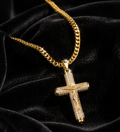 Cross with Jesus Christ Crucifix Necklace，Faith-Inspired Shine-HS