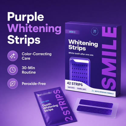 Purple Whitening Strips，Instant Bright White Teeth，Remove Yellow Stains Fast-HS