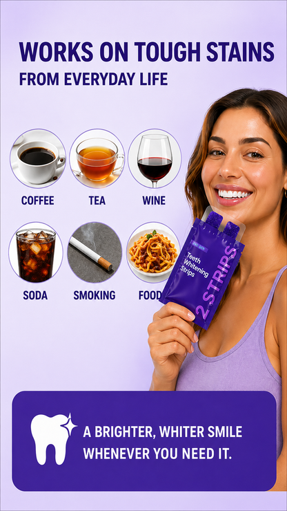 Purple Whitening Strips，Instant Bright White Teeth，Remove Yellow Stains Fast-HS
