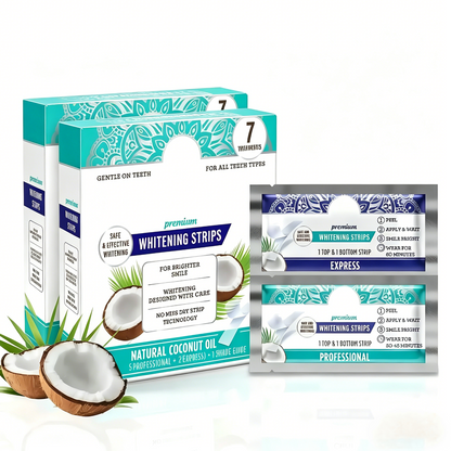 🔥Natural Coconut Oil Whitening Strips for Teeth - 7-Day Express Dental Care, Dry Strip Technology, No Residue & Effective Stain Remover for Brighter Smile-AJZ